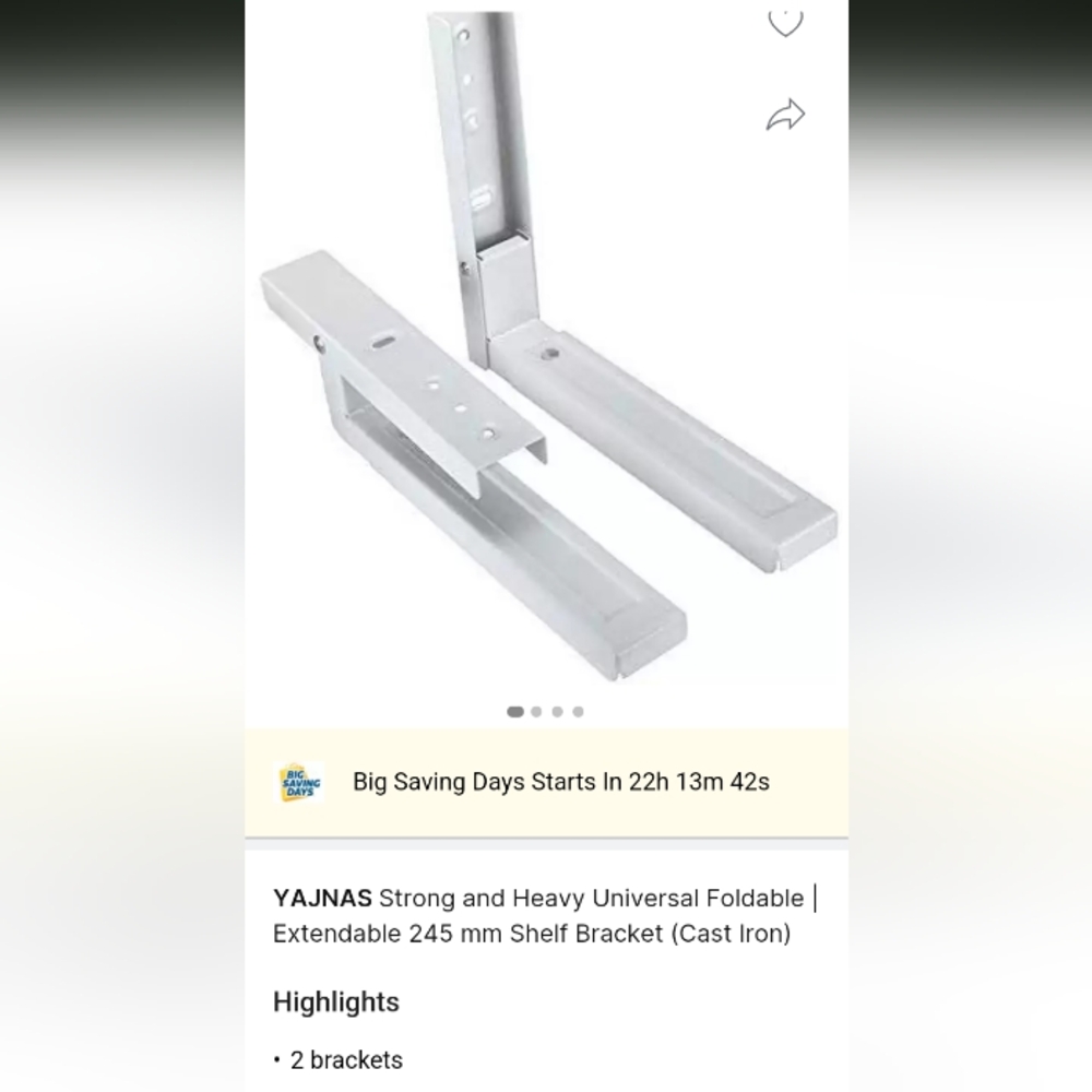 2 New White Foldable Brackets
